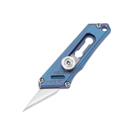 Utility Knife TACRAY Titanium Mini Knife Keychain Knife Paper Knife Blue