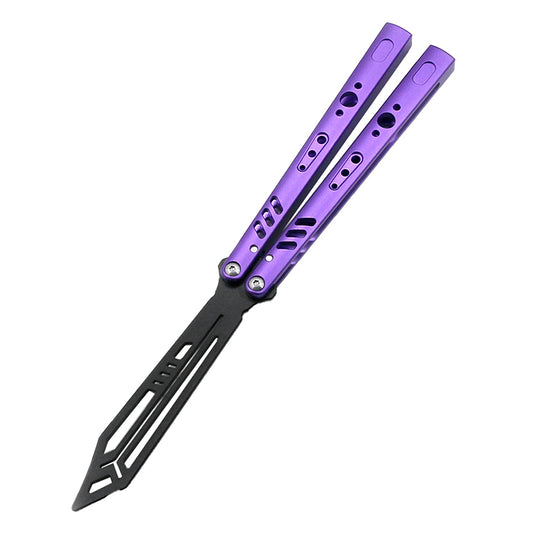 MANCOPE Aluminum 6061-T6 Handle 440C Blade Balisong Butterfly Trainer Purple SF2023