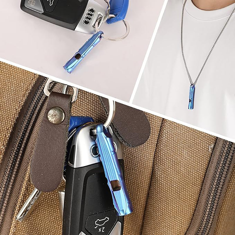 Emergency Whistle Titanium Whistle,EDC Safety Whistles Necklace (Blue)