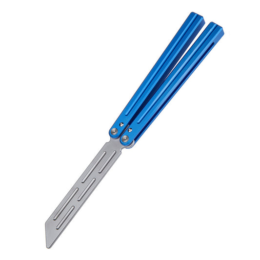 MANCOPE  Aluminum Handle Stainless Steel Blade Balisong Butterfly Trainer Blue HDD-01