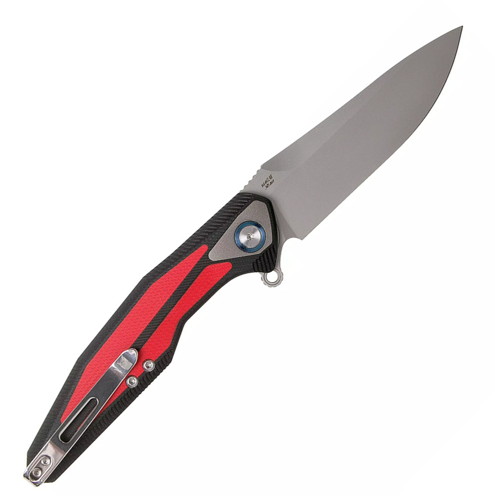 Rike Knife Folding Knife Tulay G10 Handle 154CM Blade Red & Black