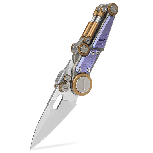 NOC KNIFE Folding Knife Titanium Handle M390 Blade MT22 Blue