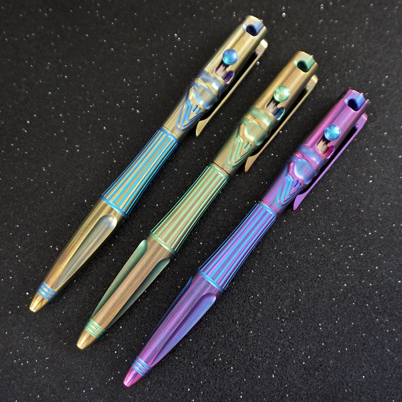 Rike knife Tactical Pen Bolt Action Pen Titanium Pen  with Glass Breaker TP02 Blue Purple